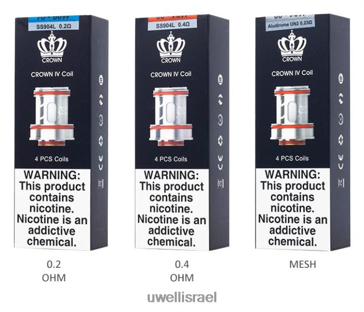 UWELL CROWN 4 סלילים חלופיים (חבילה של 4) סליל כפול 0.2 אוהם UWELL jerusalem BH6NJ2182