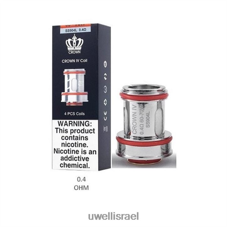 UWELL CROWN 4 סלילים חלופיים (חבילה של 4) סליל כפול 0.4 אוהם UWELL disposable vape BH6NJ2183
