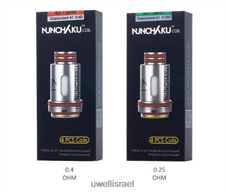 UWELL NUNCHAKU סלילים (חבילה של 4) 0.4 אוהם UWELL jerusalem BH6NJ2262