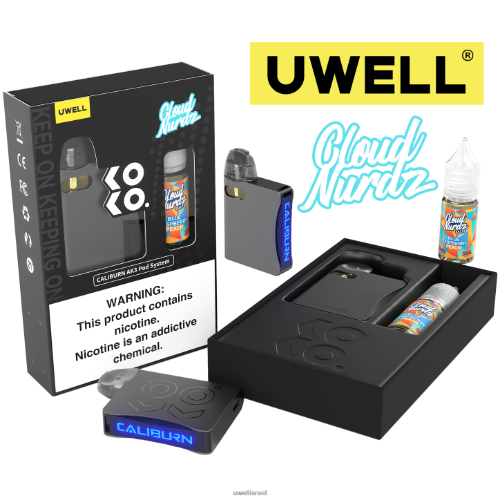 UWELL CALIBURN AK3 ערכה + a3s 0.8ohm pods (x2) + אדי אבא 10 מ