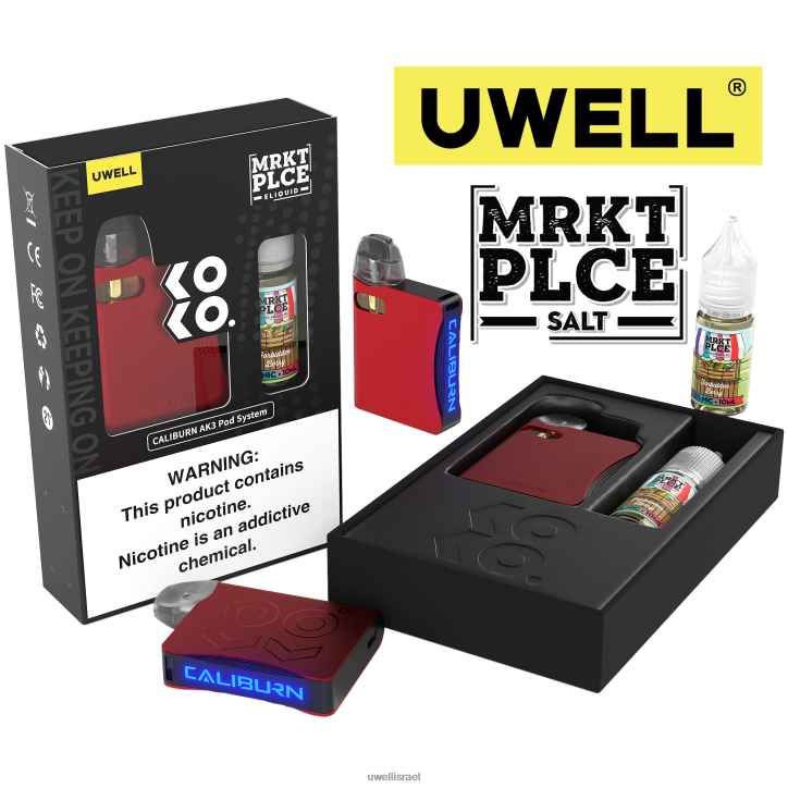 UWELL CALIBURN AK3 ערכה + a3s 0.8ohm pods (x2) + אדי אבא 10 מ